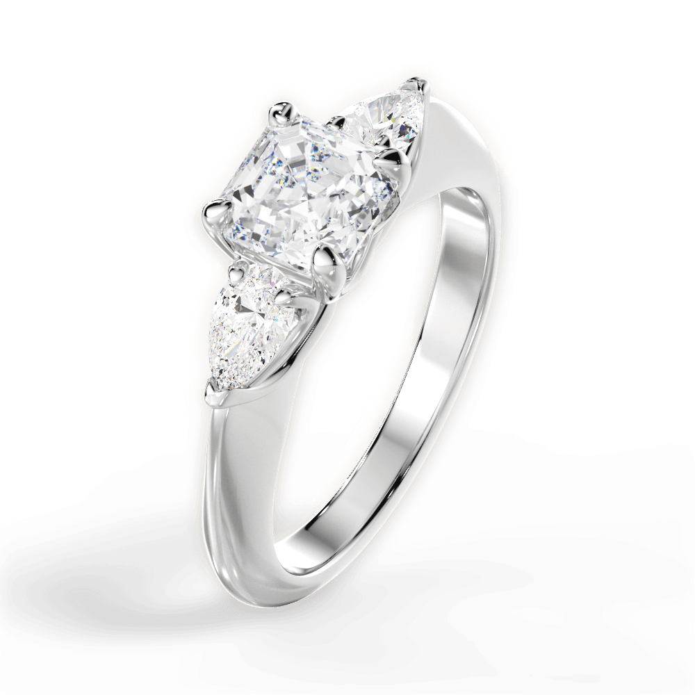 Three Stone Engagement Ring Setting - Pear