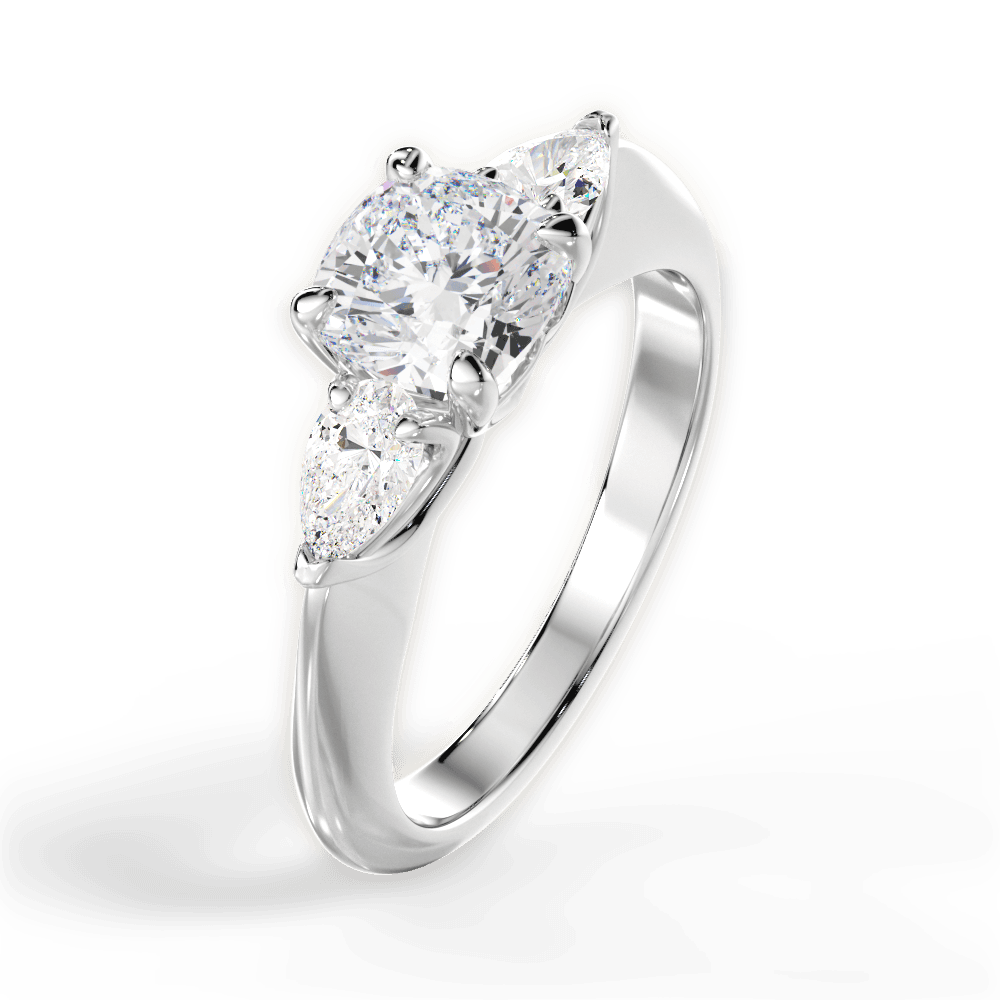 Three Stone Engagement Ring Setting - Pear