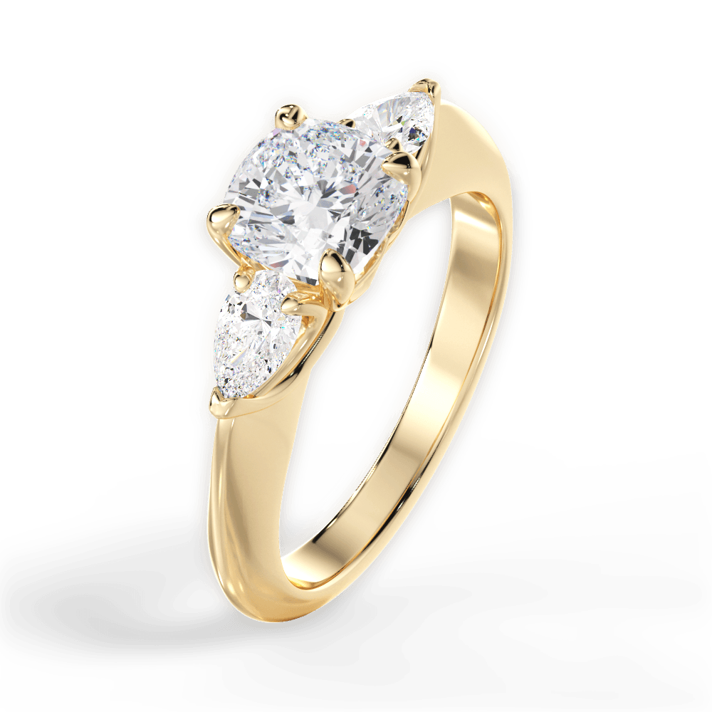 Three Stone Engagement Ring Setting - Pear