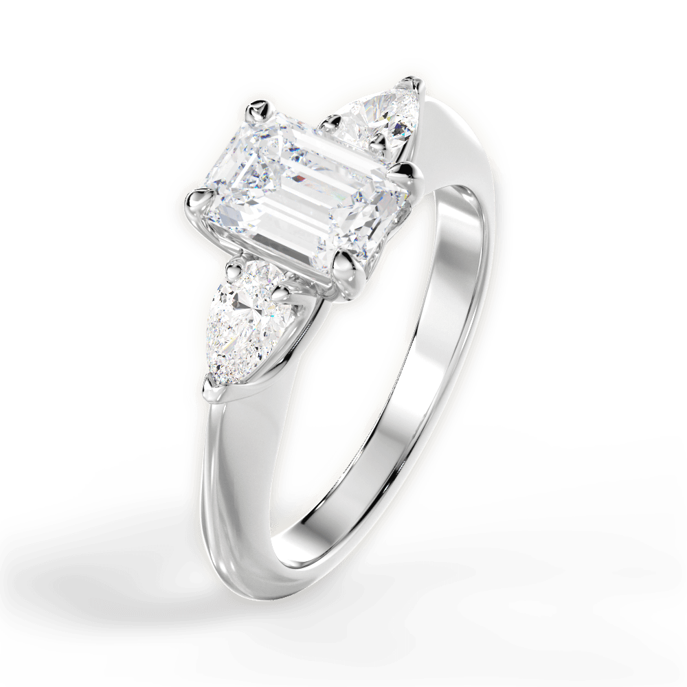 Three Stone Engagement Ring Setting - Pear