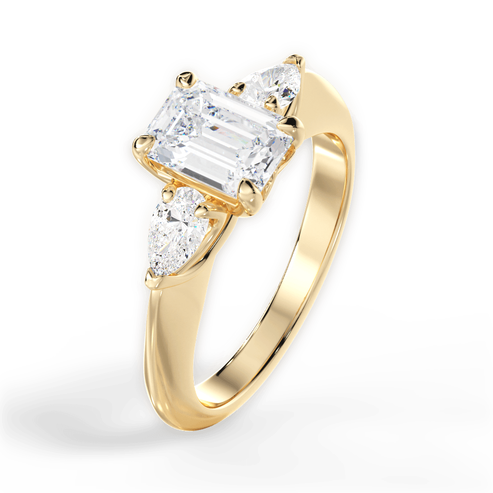 Three Stone Engagement Ring Setting - Pear