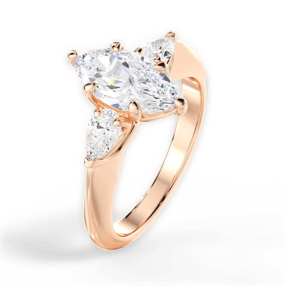 Three Stone Engagement Ring Setting - Pear