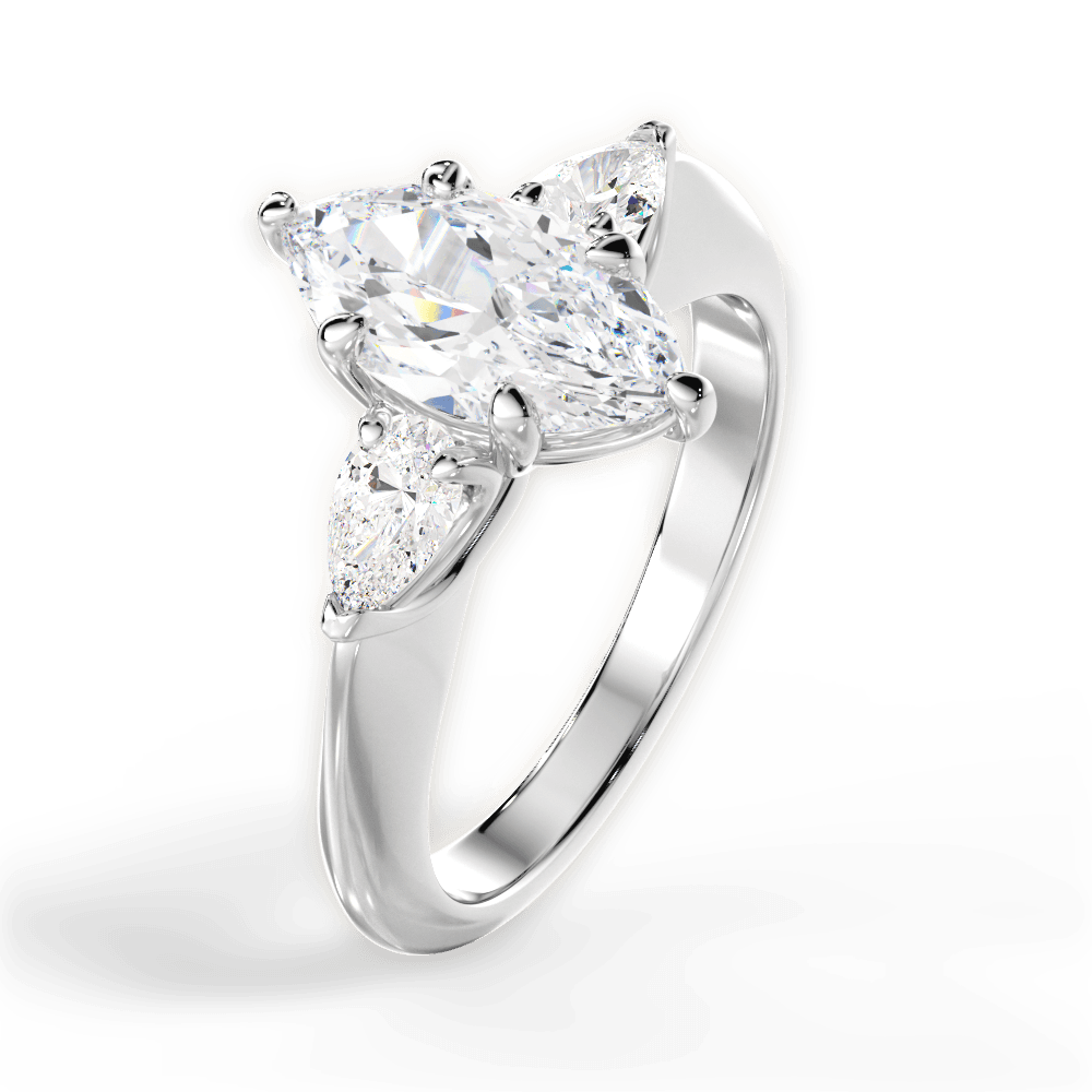 Three Stone Engagement Ring Setting - Pear