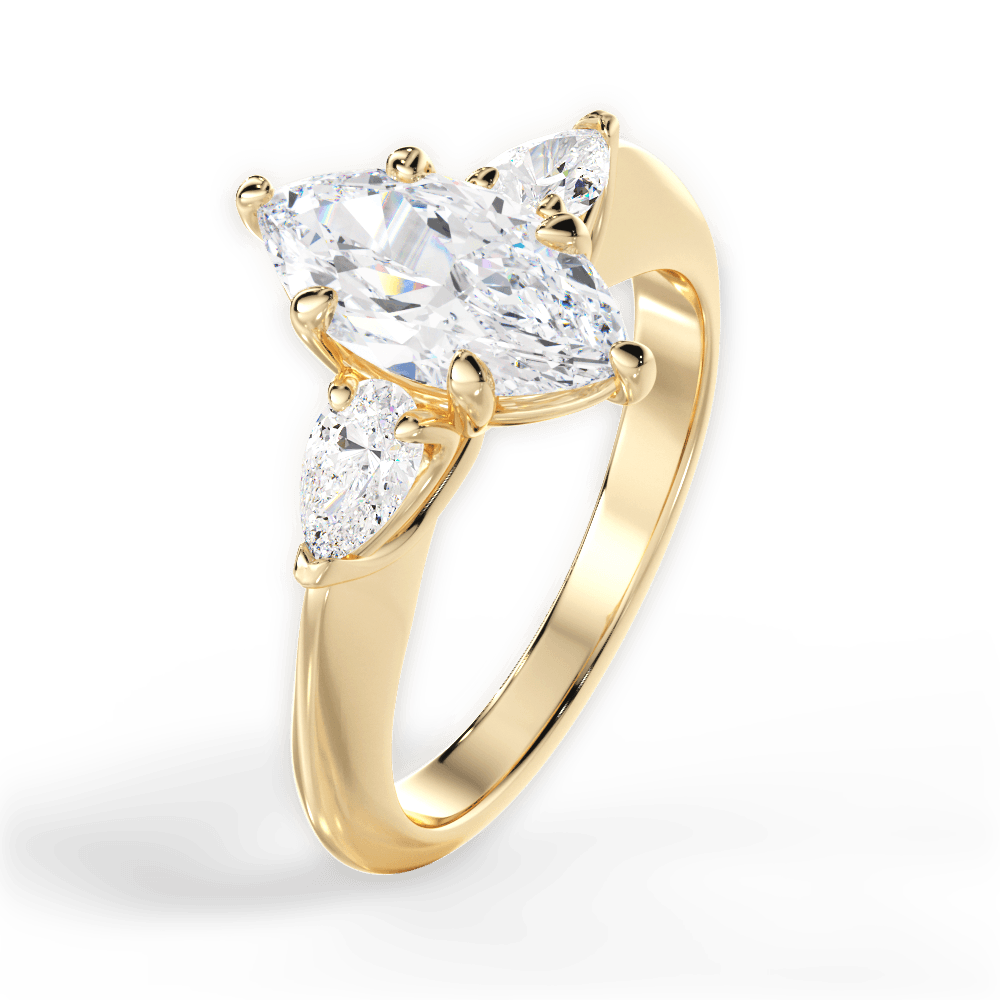 Three Stone Engagement Ring Setting - Pear