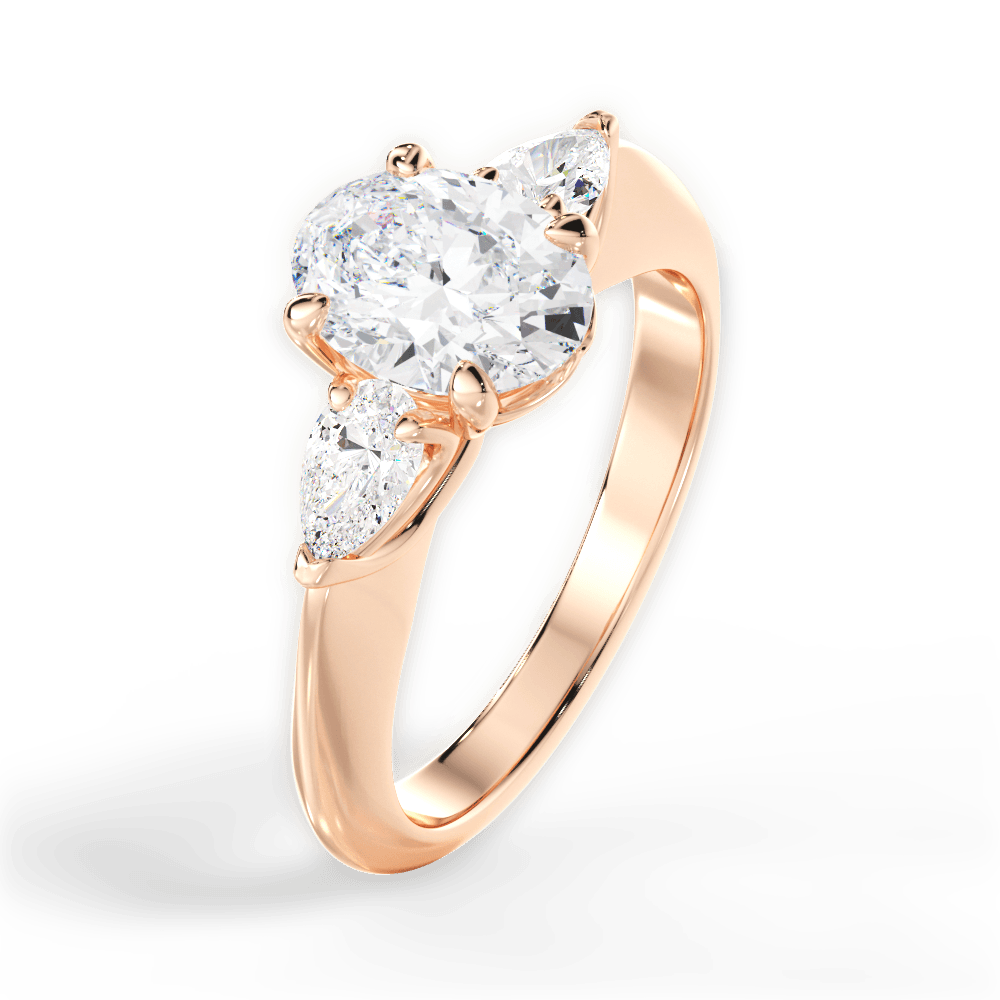 Three Stone Engagement Ring Setting - Pear