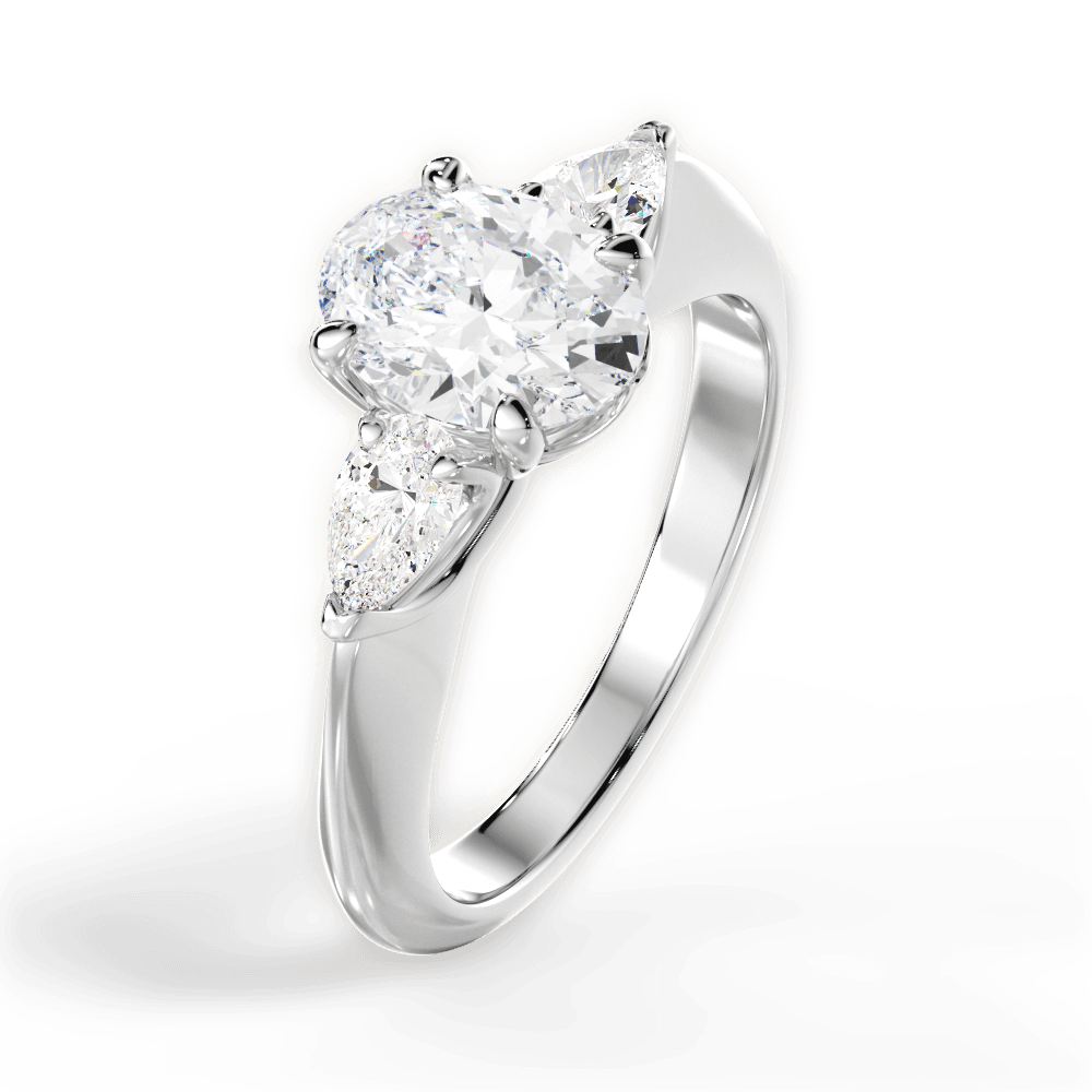 Three Stone Engagement Ring Setting - Pear