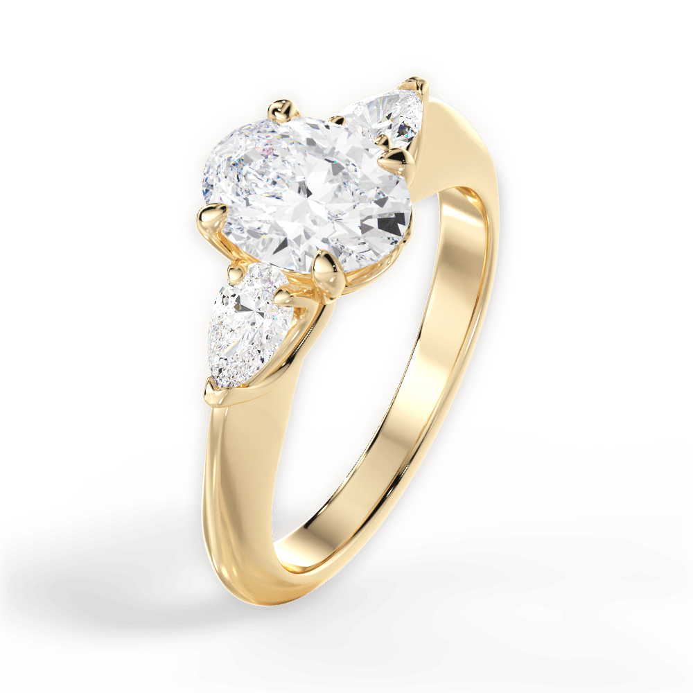 Three Stone Engagement Ring Setting - Pear