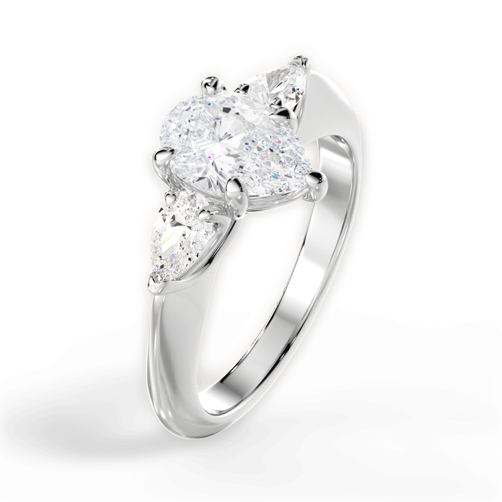 Three Stone Engagement Ring Setting - Pear
