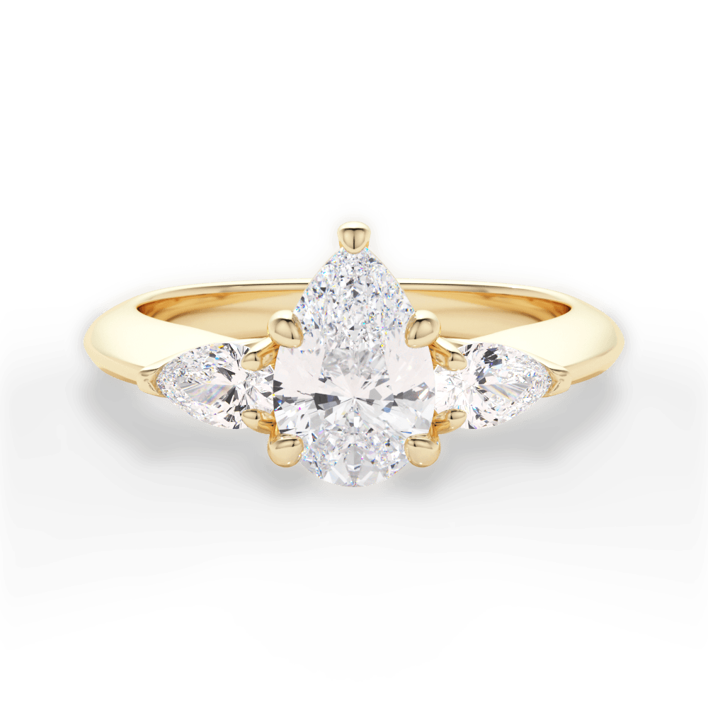 Three Stone Engagement Ring Setting - Pear