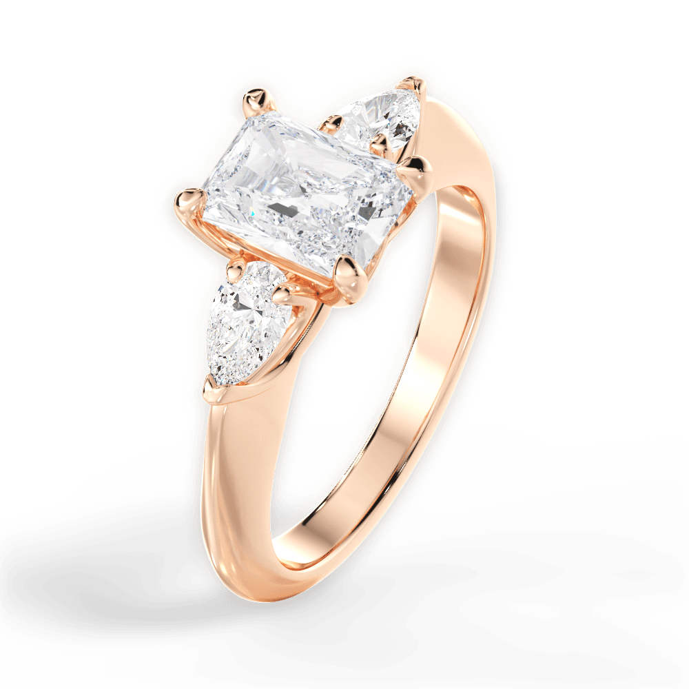 Three Stone Engagement Ring Setting - Pear
