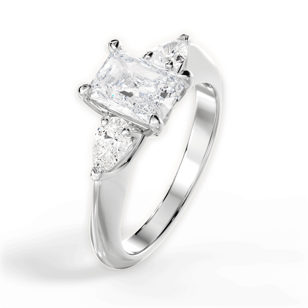 Three Stone Engagement Ring Setting - Pear