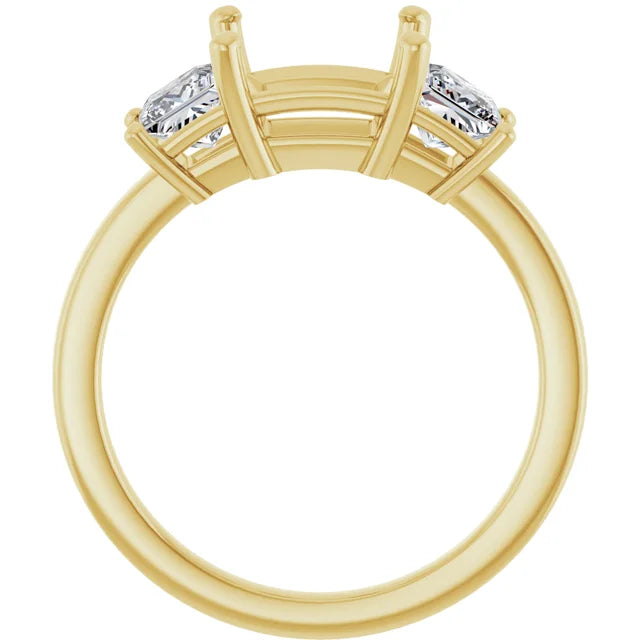 Three Stone Engagement Ring Setting - Princess