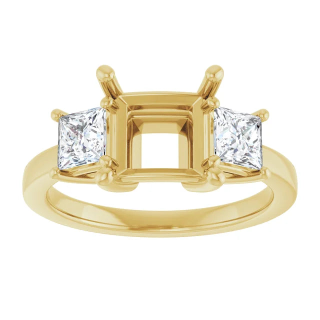 Three Stone Engagement Ring Setting - Princess