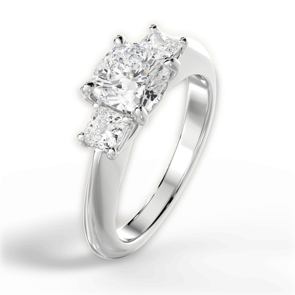 Three Stone Engagement Ring Setting - Princess