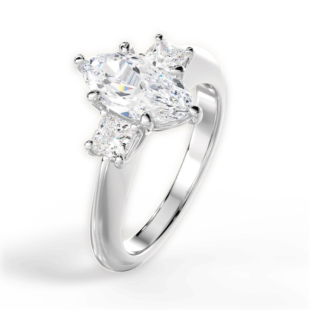Three Stone Engagement Ring Setting - Princess
