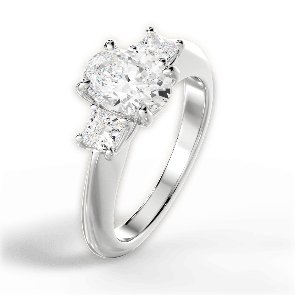 Three Stone Engagement Ring Setting - Princess
