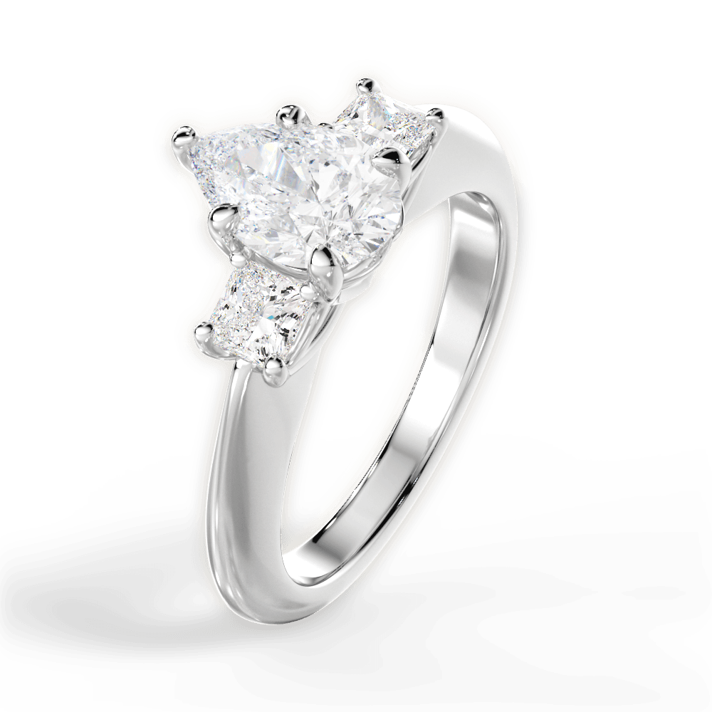 Three Stone Engagement Ring Setting - Princess