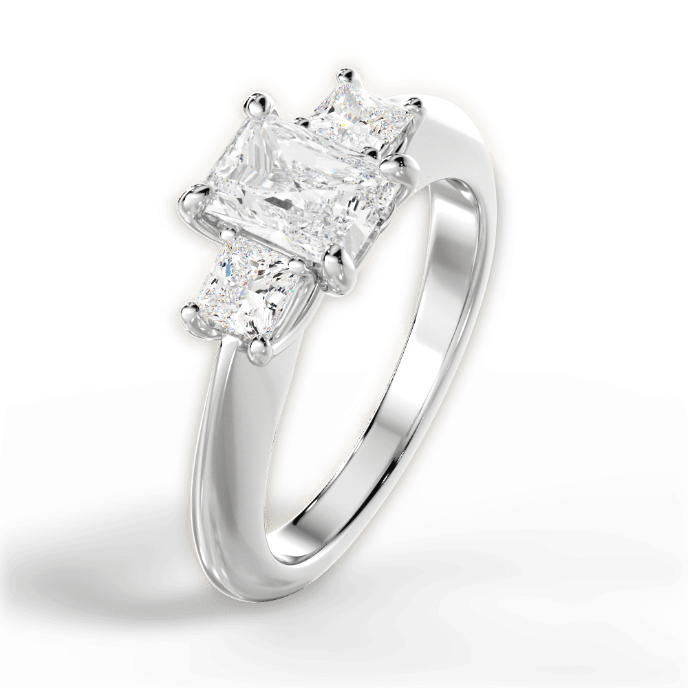 Three Stone Engagement Ring Setting - Princess