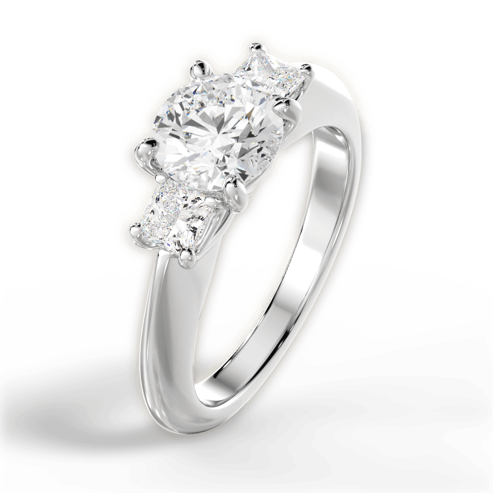 Three Stone Engagement Ring Setting - Princess