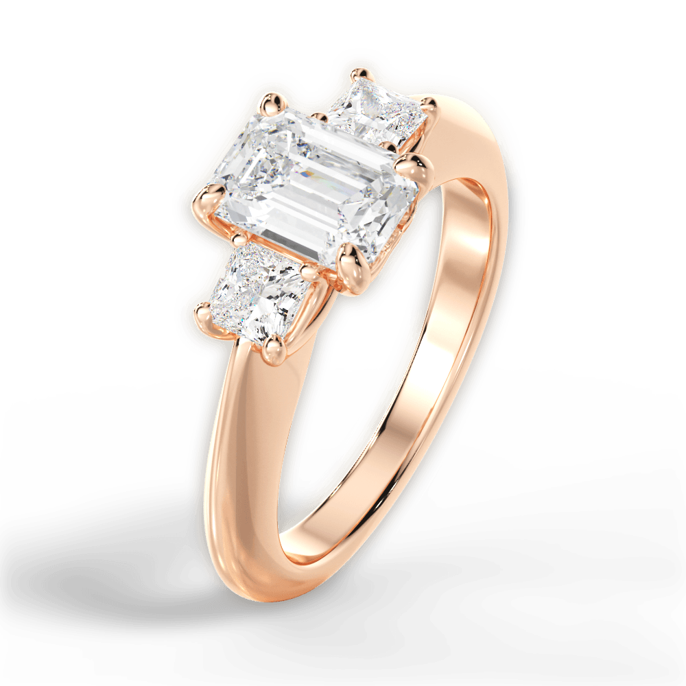 Three Stone Engagement Ring Setting - Princess