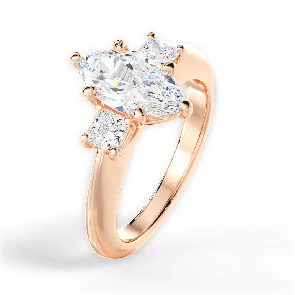 Three Stone Engagement Ring Setting - Princess