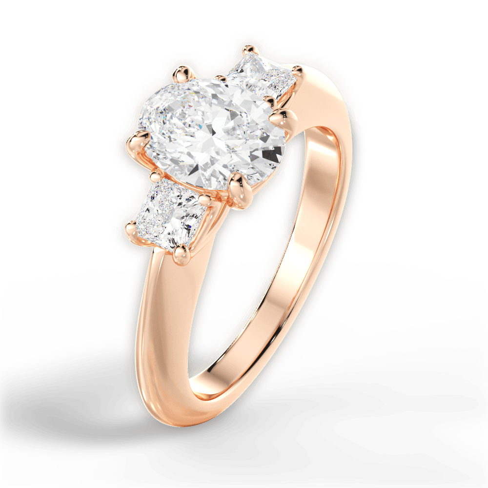 Three Stone Engagement Ring Setting - Princess