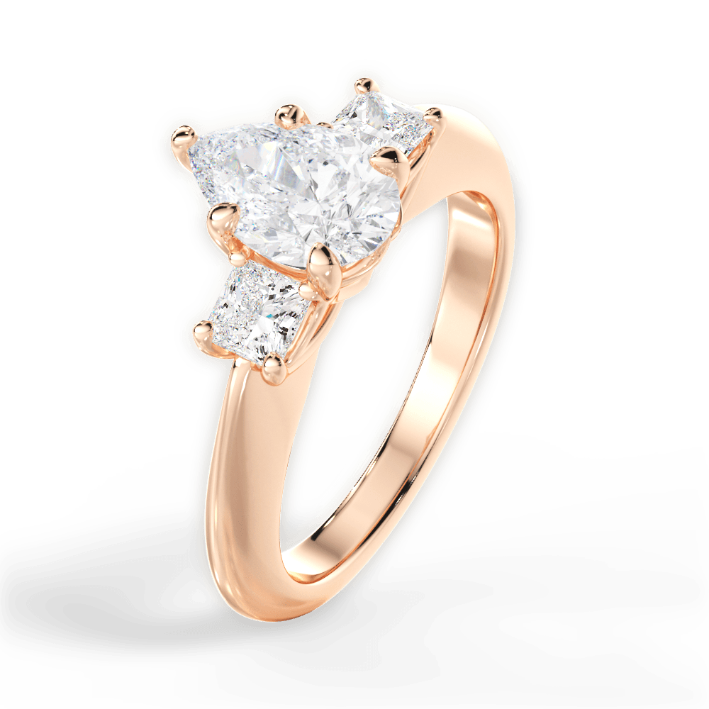 Three Stone Engagement Ring Setting - Princess