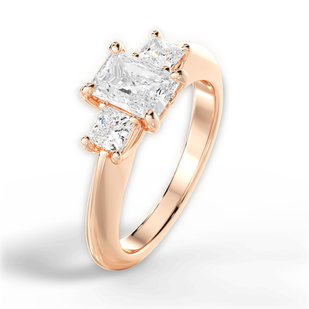 Three Stone Engagement Ring Setting - Princess