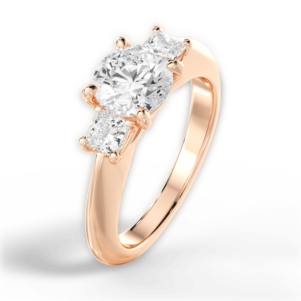 Three Stone Engagement Ring Setting - Princess