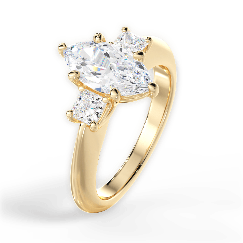 Three Stone Engagement Ring Setting - Princess