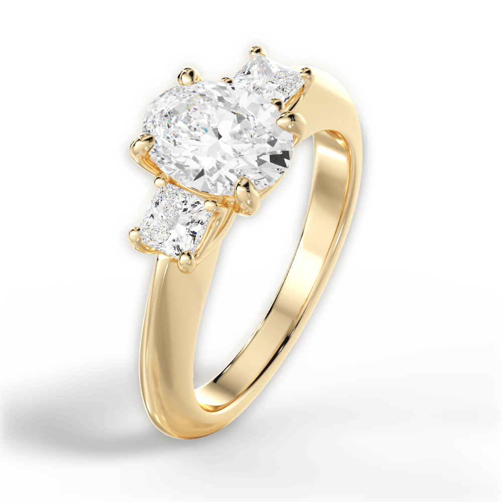 Three Stone Engagement Ring Setting - Princess