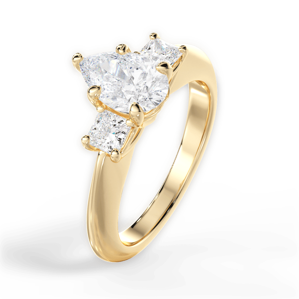 Three Stone Engagement Ring Setting - Princess