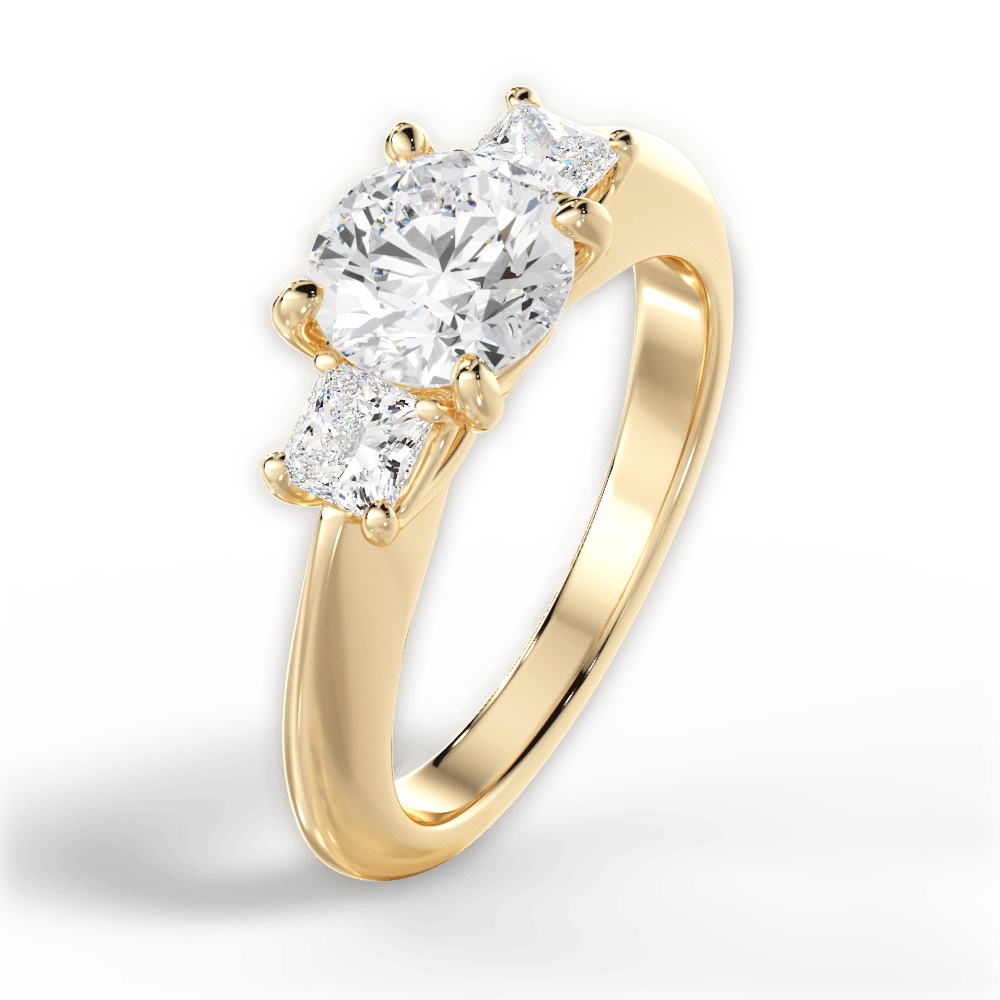Three Stone Engagement Ring Setting - Princess