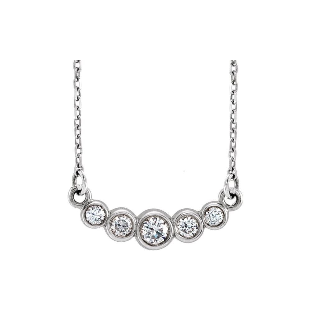 Bezel-Set Natural Diamond Necklace – 1/6 CTW, Adjustable 16–18"