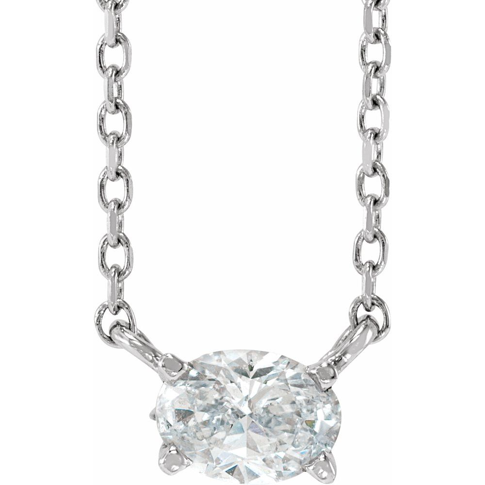 1/2 CTW Lab-Grown Diamond East West Oval Solitaire Necklace