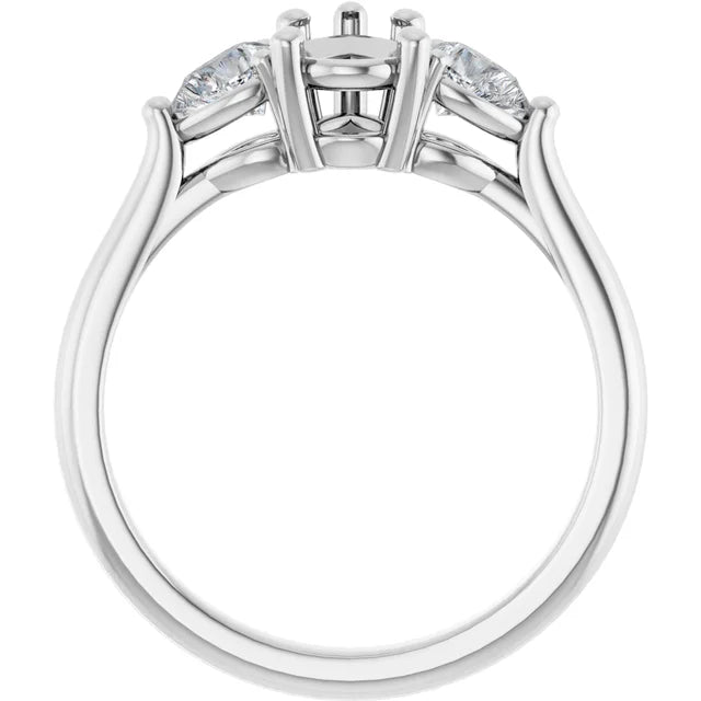 Three Stone Engagement Ring Setting - Pear