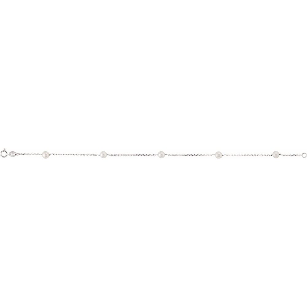 Cultured White Freshwater Pearl 5-Station Bracelet – 7"