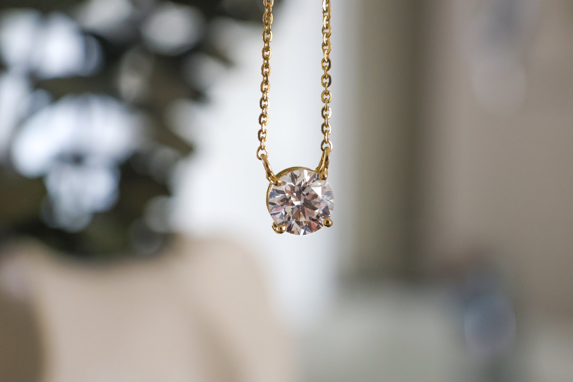 IGI Certified Lab-Grown Diamond Solitaire Necklace –4-Prong Basket Setting