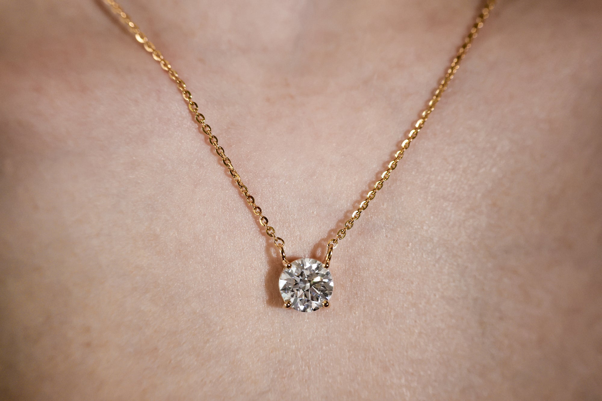 IGI Certified Lab-Grown Diamond Solitaire Necklace –4-Prong Basket Setting