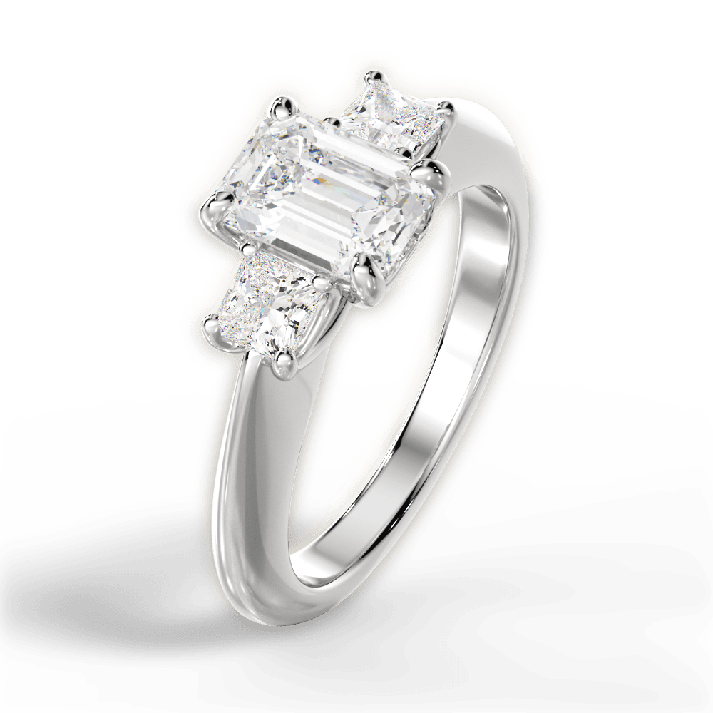 Three Stone Engagement Ring Setting - Princess
