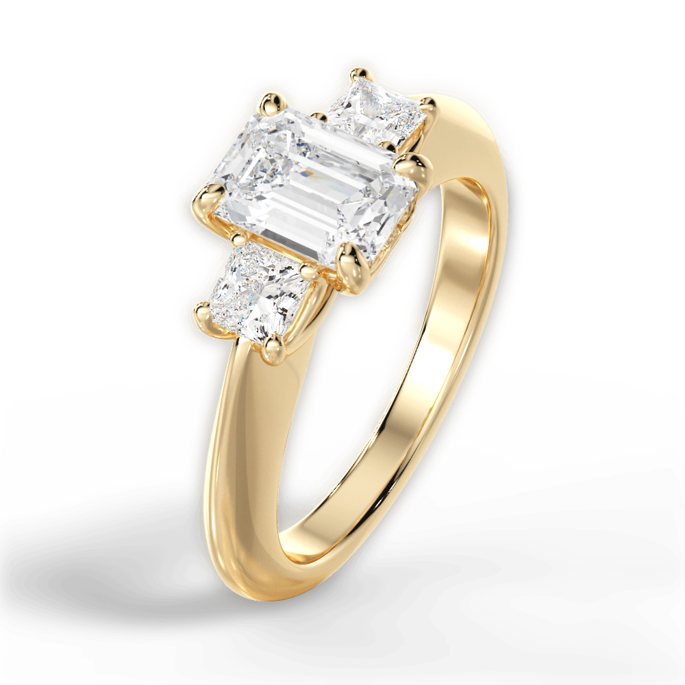 Three Stone Engagement Ring Setting - Princess